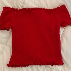 Red off the shoulder crop top